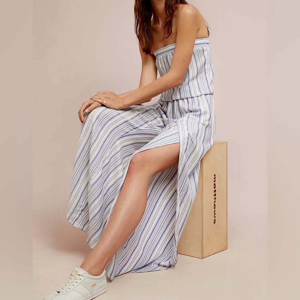 Anthropologie x Samantha Dru Strapless Pinstripe Emerson Jumpsuit NWT Women’s XL